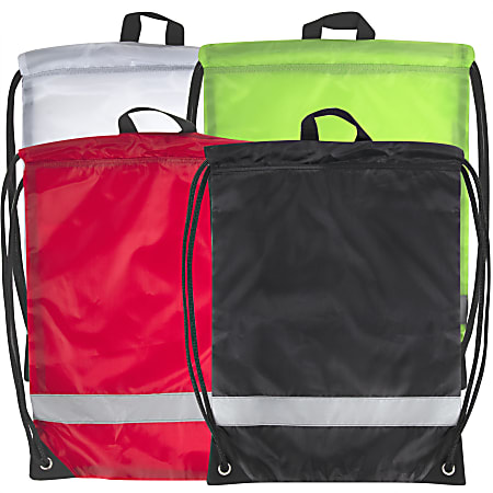 Trailmaker Basic Drawstring Bags, With Reflective Strap, 18", Assorted Colors, Pack Of 100 Bags