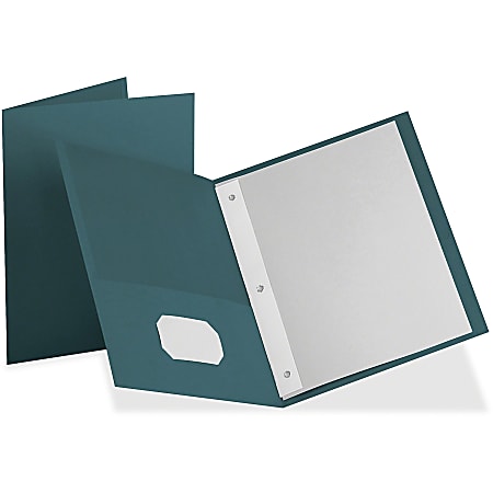 Oxford® Twin Pocket 3-Hole Fastener Folders, Letter Size (8 1/2" x 11"), Teal, Box Of 25