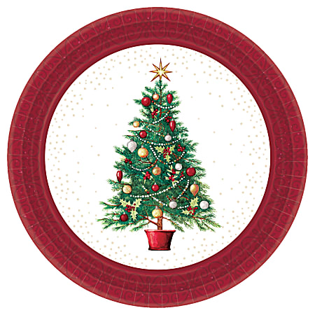 Amscan Oh Christmas Tree 7" Paper Plates, Multicolor, Pack Of 120 Plates