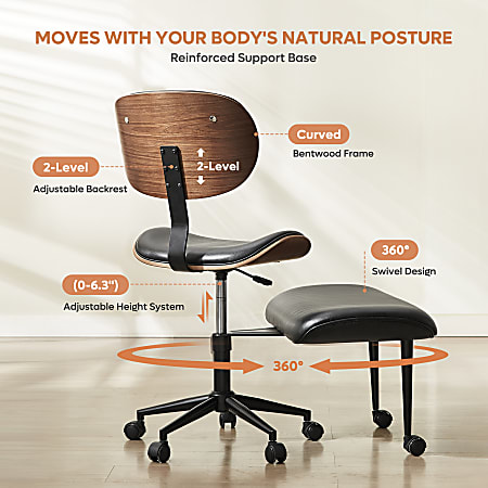 Bestier Ergonomic Faux Leather Mid Back Cross Legged Office Task