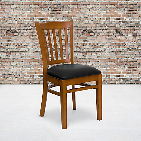 Flash Furniture Vertical Slat Back Restaurant Chair, Black/Cherry