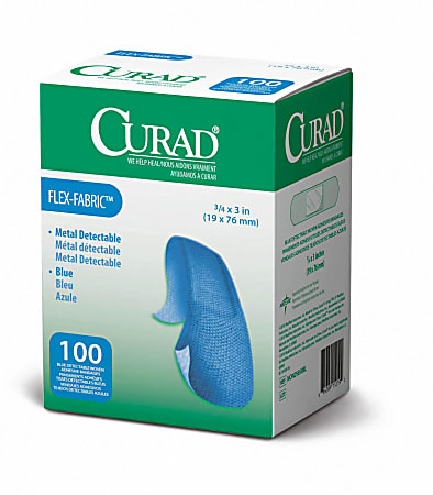 CURAD® Food Service Adhesive Bandages, 3/4" x 3", Blue, Pack Of 1,200