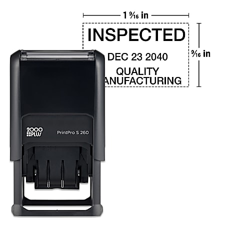 Custom 2000 Plus® PrintPro™ Self-Inking Date Stamp, Light Duty, 260D/Rectangle, 15/16" x 1-9/16", 70% Recycled, 1- Or 2-Color