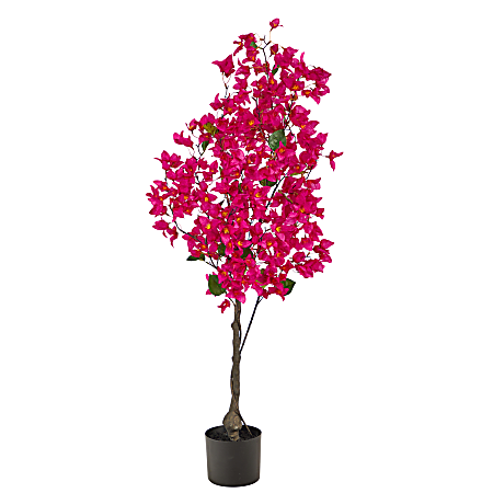 Nearly Natural Bougainvillea 48”H Artificial Tree With Planter, 48”H x 19”W x 9”D, Pink/Black