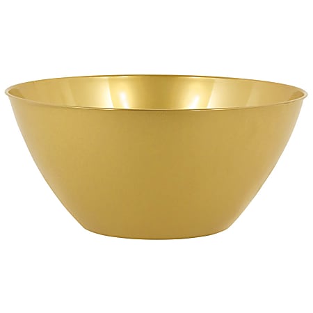 Amscan 5-Quart Plastic Bowls, 11" x 6", Gold, Set Of 5 Bowls