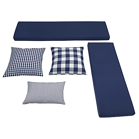 Linon Manning Cotton 5-Piece Cushion Set, Navy