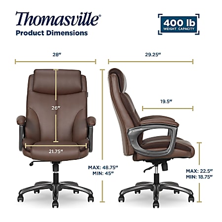 Thomasville Danvers Ergonomic High Back Faux Leather Big Tall Executive ...