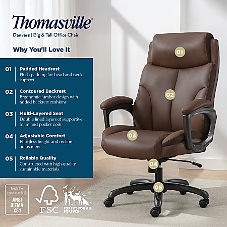 Thomasville Danvers Ergonomic High Back Faux Leather Big Tall Executive ...