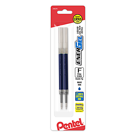 Pentel EnerGel Liquid Gel Pen Refills Needle Point 0.5 mm Blue Ink Pack Of  2 - Office Depot