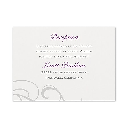 Custom Wedding & Event Reception Cards, 4-7/8" x 3-1/2", Charming Type, Box Of 25 Cards