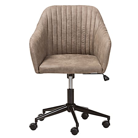 Baxton Studio Johann Mid-Back Office Chair, White/Walnut