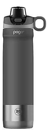 Pogo Insulated Stainless Steel Water Bottle 20 Oz Gray