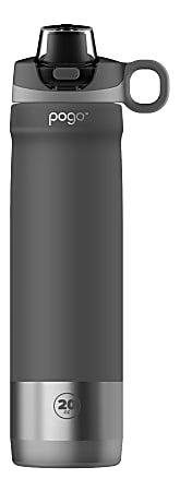 Pogo Insulated Stainless Steel Water Bottle, 20 Oz, Gray