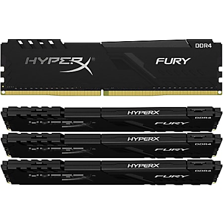 HyperX Fury 64GB DDR4 SDRAM Memory Module - 64 GB (4 x 16GB) - DDR4-2666/PC4-21300 DDR4 SDRAM - 2666 MHz - CL16 - 1.20 V - Non-ECC - Unbuffered - 288-pin - DIMM - Lifetime Warranty