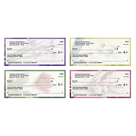 Personal Wallet Checks, 6" x 2 3/4", Duplicates, Soft Petals, Box Of 150