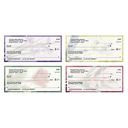 Personal Wallet Checks, 6" x 2 3/4", Duplicates, Soft Petals, Box Of 120