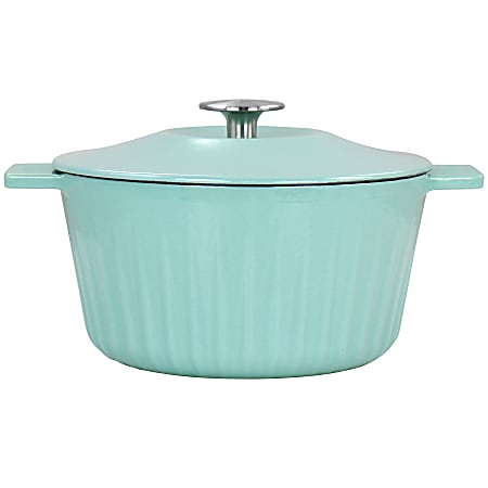 Martha Stewart Enameled Cast Iron Embossed Dutch Oven, 3 Qt, Turquoise