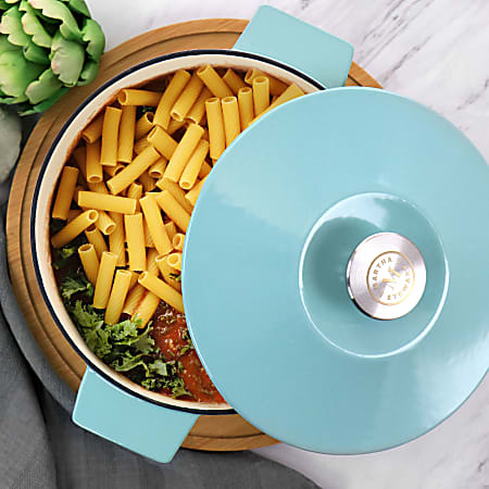 Cast Iron Dutch Oven MARTHA STEWART Gatwick QT Enamel Linen W