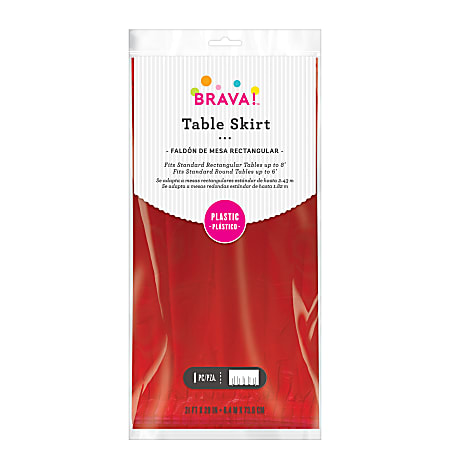 Amscan Plastic Table Skirts, Apple Red, 21’ x 29”, Pack Of 2 Skirts