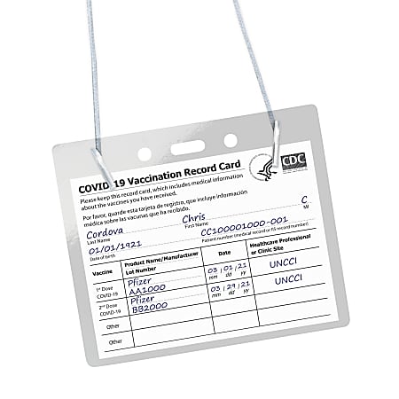 Avery® Hanging Style Vaccine Card Holder, 4x3, 1 Vaccine Card Holder