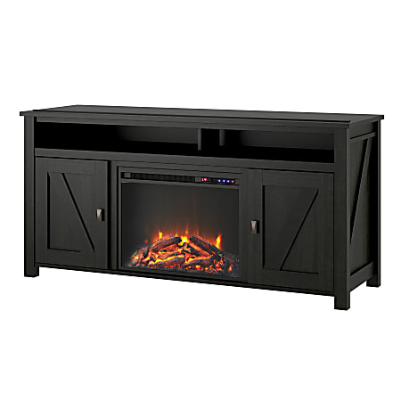 Ameriwood Home Farmington Electric Fireplace TV Console For 60 TVs Black ODP Business Solutions