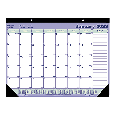 Blueline® Monthly Desk Pad Calendar, 21-1/4" x 16", Blue/White, January To December 2023, C181731