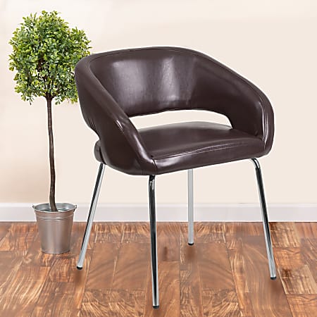 Flash Furniture Fusion Contemporary LeatherSoft™ Faux Leather Side Reception Chair, Brown/Gray