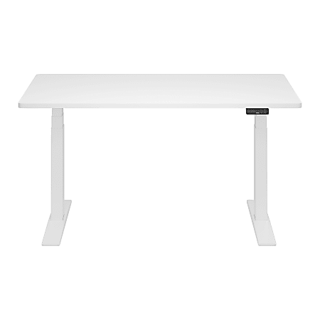 FlexiSpot E7 Commercial 55"W Electric Adjustable Height Standing Desk, White Chipboard Top/White Base