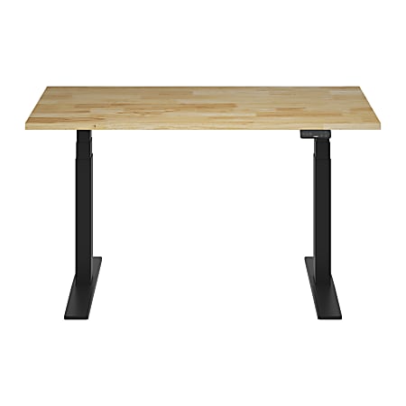 FlexiSpot E7 Commercial 55"W Electric Adjustable Height Standing Desk, Rubber Wood Top/Black Base