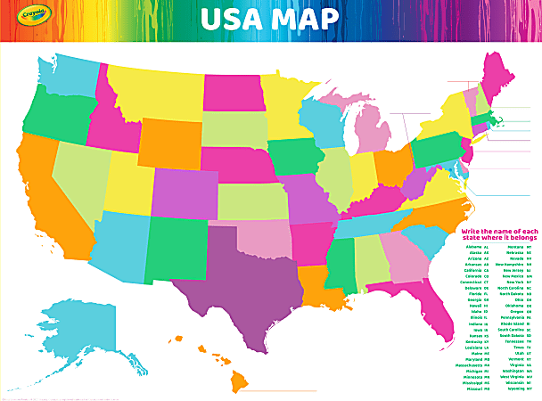 Crayola Dry-Erase USA Map, 23-1/2" x 17-1/2"