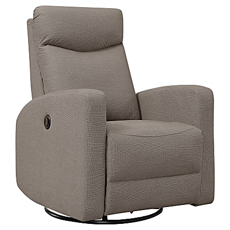 Monarch Specialties Power Swivel Glider Recliner Chair, Light Brown/Black