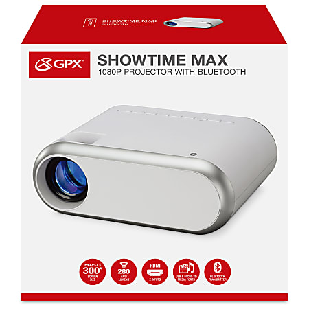 GPX The Max 1080p Projector With Bluetooth Transmitter, PJ712W