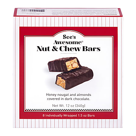 See's Candies Awesome Nut & Chew Bars, 12 oz, Pack Of 16 Bars