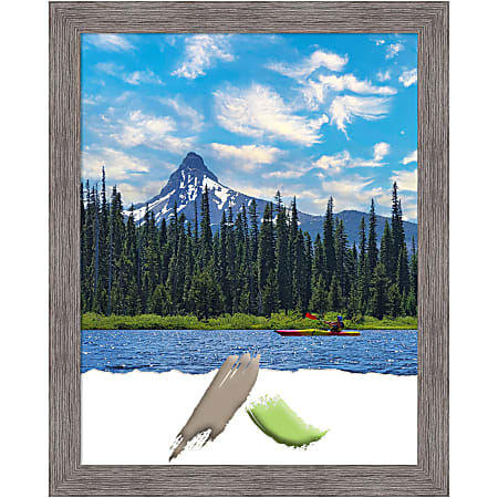 Amanti Art Picture Frame, 25" x 31", Matted For 22" x 28", Pinstripe Plank Gray Narrow