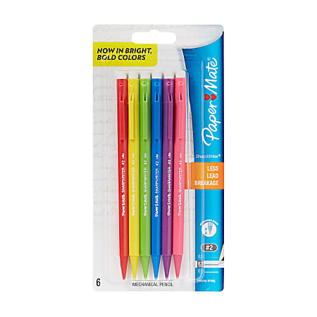 Paper Mate® Sharpwriter Mechanical Pencils, #2 Lead, 0.7 mm, Assorted Barrel Colors, Pack Of 6