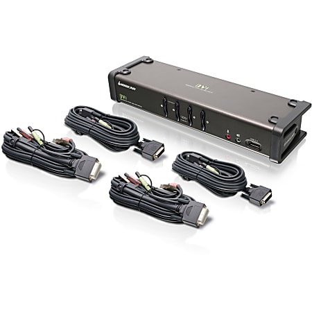 Iogear 4-Port DVI KVMP Switch with Audio and Cables