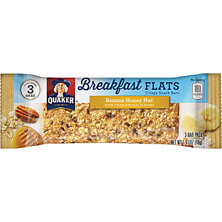 Quaker Oats Foods Breakfast Flats Crispy Snack Bars - Individually Wrapped, No Artificial Flavor, No Artificial Color - Banana, Honey Nut - 7 oz - 9 / Box
