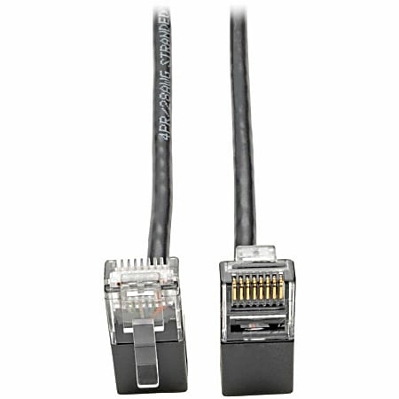 Tripp Lite Cat6 Gigabit Patch Cable Snagless Right-Angle UTP Slim Black 2ft - 128 MB/s - Patch Cable - N201SR2BK