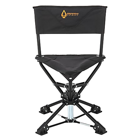 Arrowhead Outdoor™ 360° Swiveling Compact Canvas Hunting Blind And Fishing Chair Stool Seat, Black