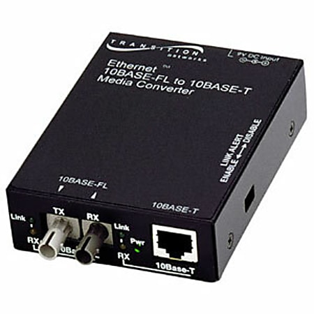 Transition Networks E-TBT-FRL-05 10BASE-T to 10BASE-FL Ethernet Media Converter - 1 x RJ-45 , 1 x ST - 10Base-T, 10Base-FL - Wall-mountable