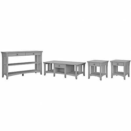 Bush® Furniture Salinas Coffee Table With Console Table And Set Of 2 End Tables, Cape Cod Gray, Standard Delivery