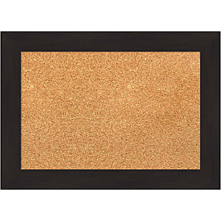 Amanti Art Rectangular Non-Magnetic Cork Bulletin Board, Natural, 22” x 16”, Furniture Espresso Narrow Plastic Frame