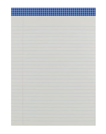 Office Depot® Brand Fashion Legal Note Pad, 8 1/2" x 11 3/4", Wide Rule, 100 Pages (50 Sheets), Blue Grid/Gray