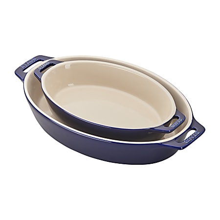 Staub 2-Piece Baking Dish Set, Oval, Dark Blue