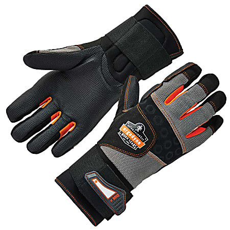 Ergodyne ProFlex 9012 Certified Anti-Vibration Gloves With Wrist Support, Large, Black