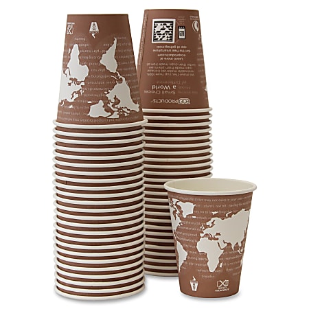 Eco-Products World Art Hot Drink Cups - 2.50 quart - 500 / Carton - Multi - Polylactic Acid (PLA), Resin, Paper - Hot Drink