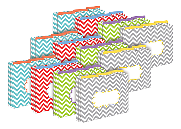 Barker Creek Tab File Folders, Letter Size, Beautiful Chevron, Pack Of 36 Folders