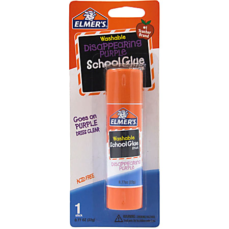 Elmers Washable Disappearing Purple School Glue Stick 0.77 Oz - Office Depot