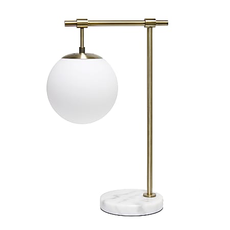Lalia Home Studio Loft Globe Table Lamp, 21"H, White/Antique Brass/Marble