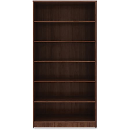 Lorell&reg; Essentials 72"H 6-Shelf Bookcase, Walnut